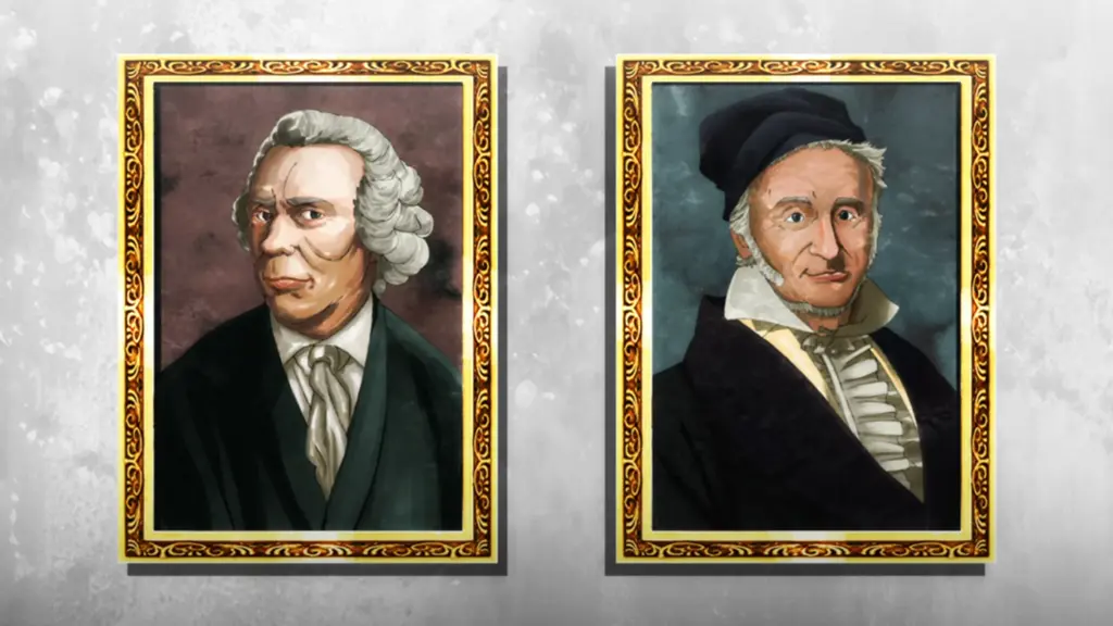 Two portraits with Euler on the left and Gauss on the right
